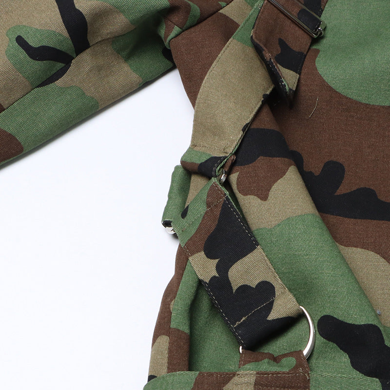 Women Style Camo Print Lace-up Blazer Jacket 19