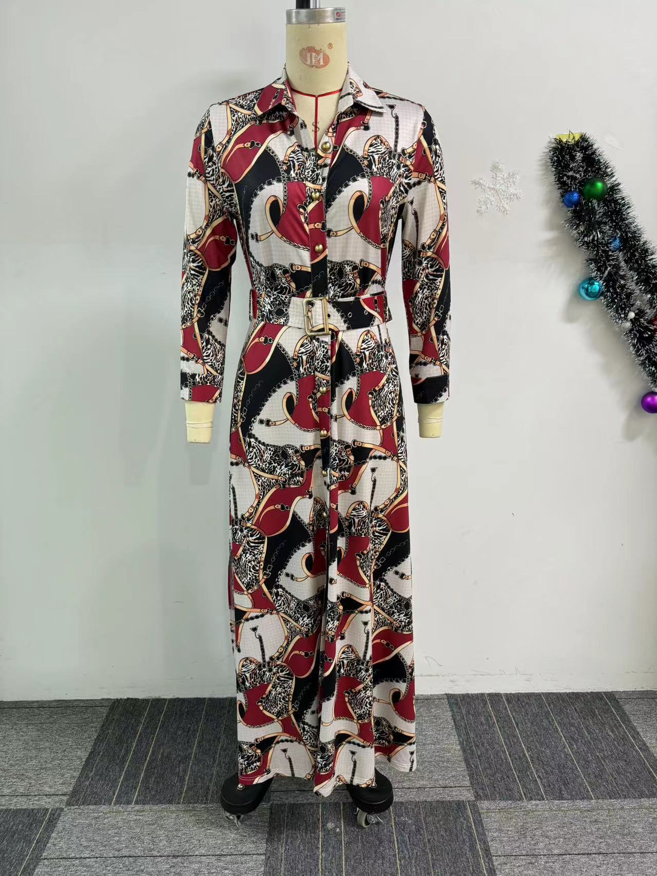 Women Printed Button-Style Side Slit Maxi Dress 5