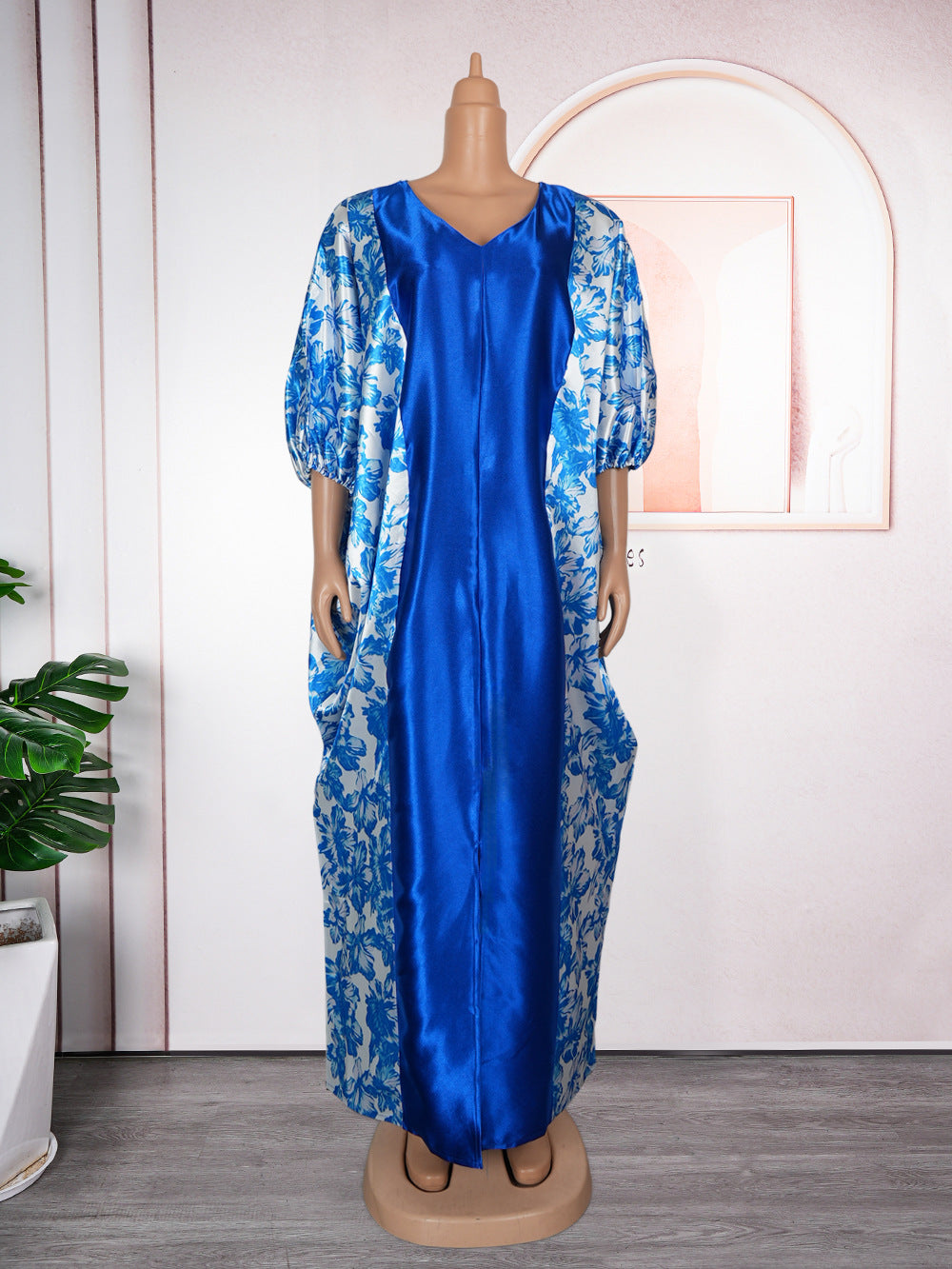 Plus Size Women's Robe African Color Block Print Dress 11