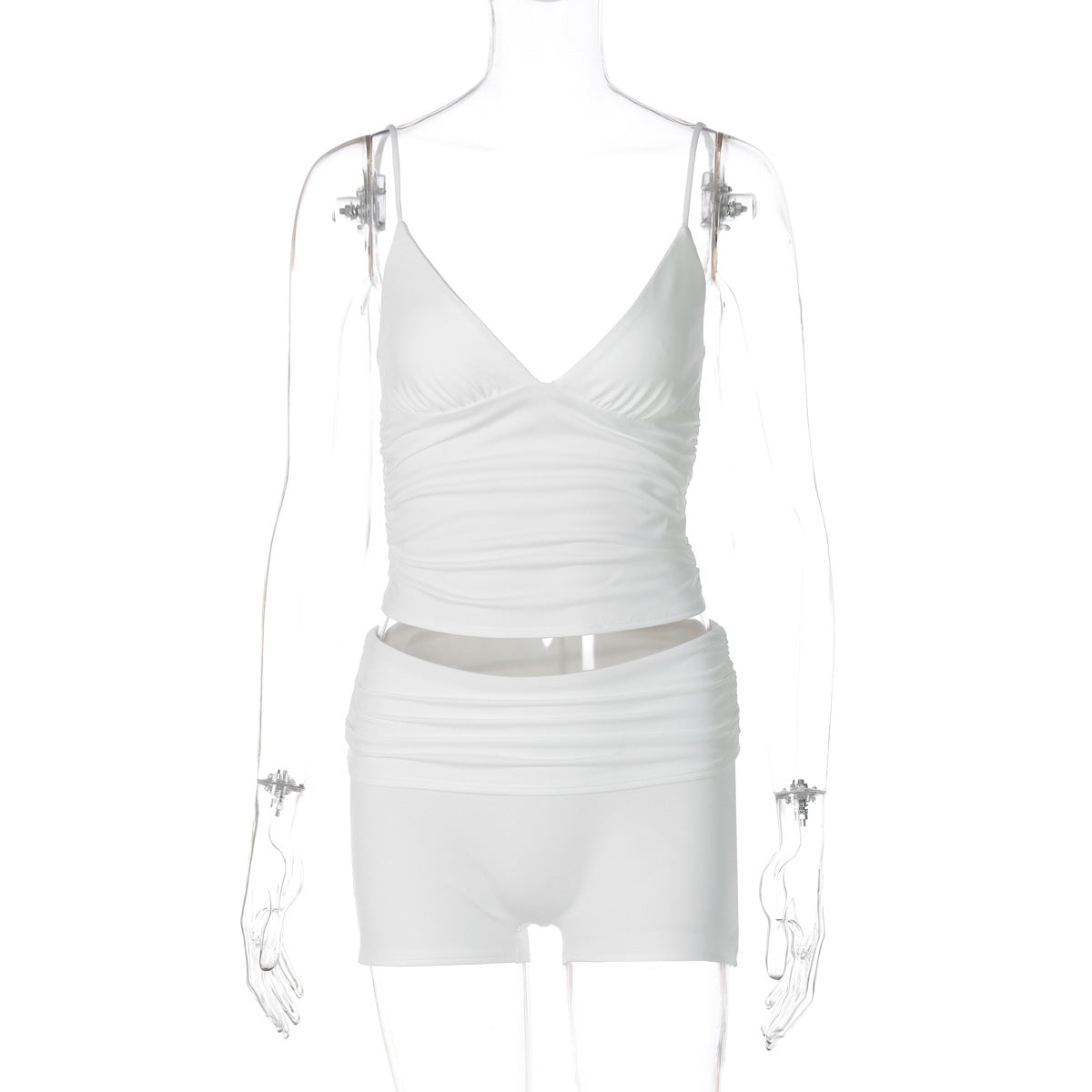 Women's Summer Solid Color Tank Top Butt-Lifting Shorts Sportswear Set 8