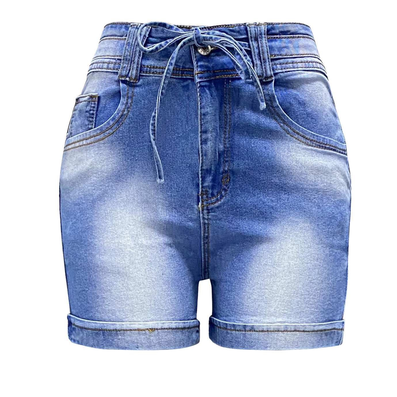 Summer High-Waisted Lace-Up Slim Fit Feminine Denim Shorts 9