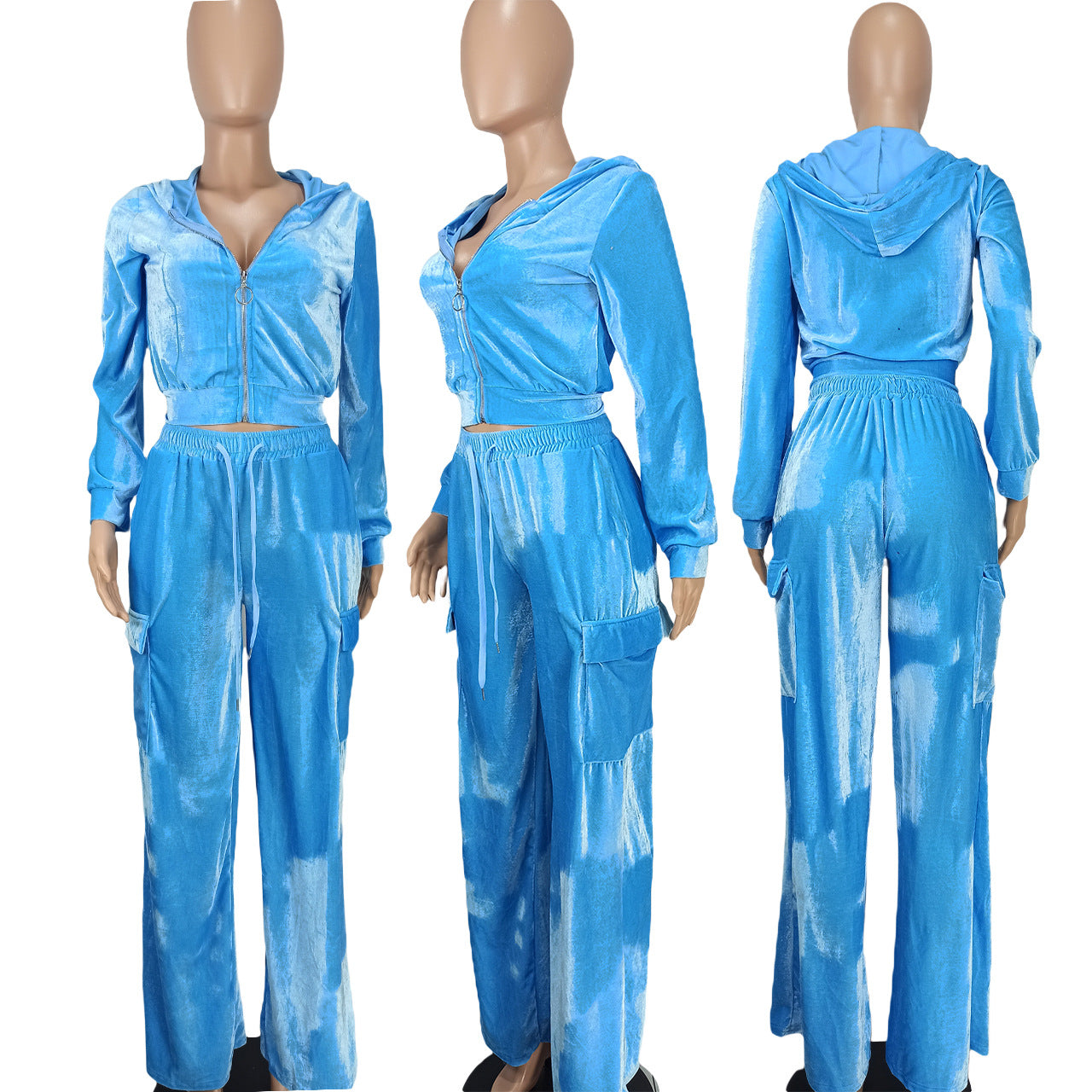 Women Velvet Hoodies and Pant Two-Piece Set 16