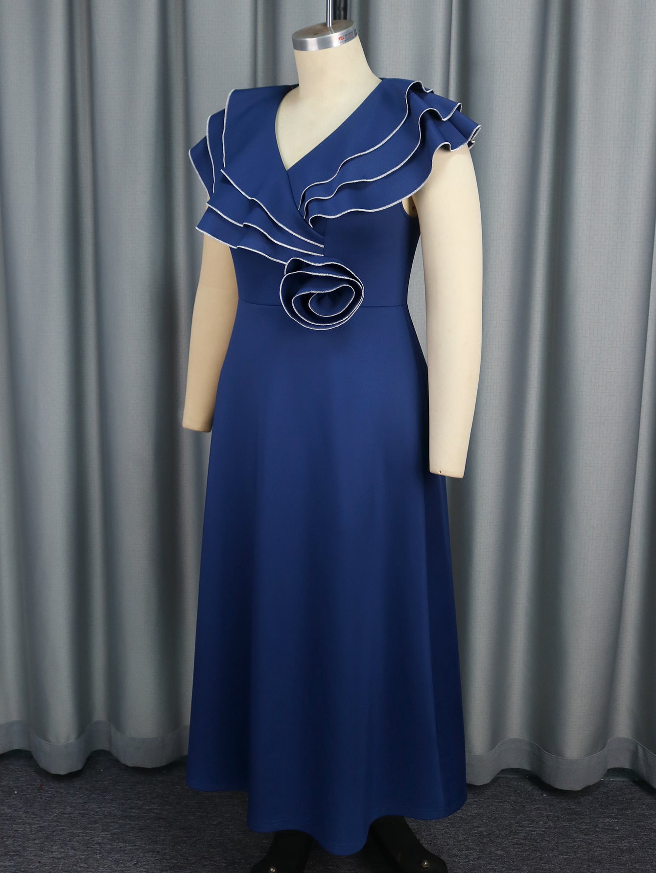 Summer Retro Ruffle Long A-Line Plus Size Party Dress 6