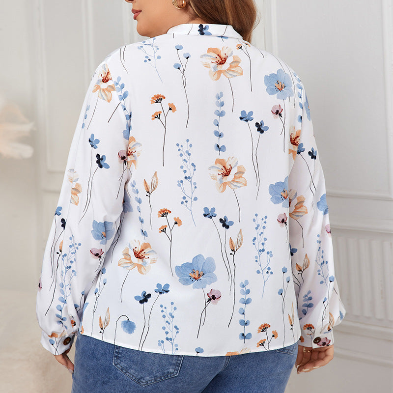 Plus Size Women Long Sleeve Print Shirt 3