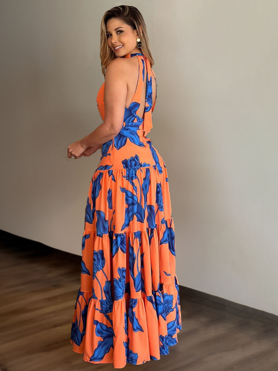 Women Printed Halter Neck Dress 4