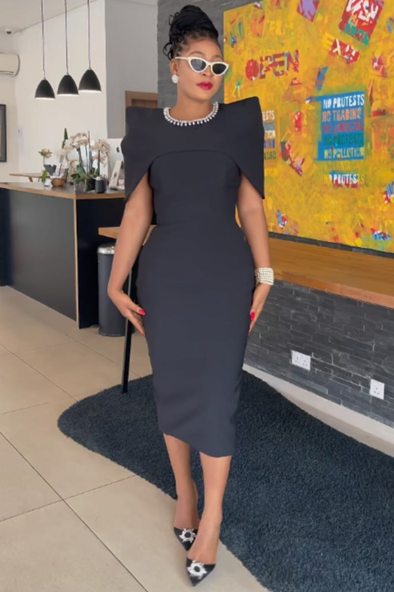 Casual Fashion Sleeveless Slim Back Slit Bodycon Dress Waistcoat Two-Piece Set