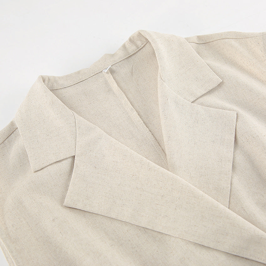 Women French Turndown Collar Belt Dress 15