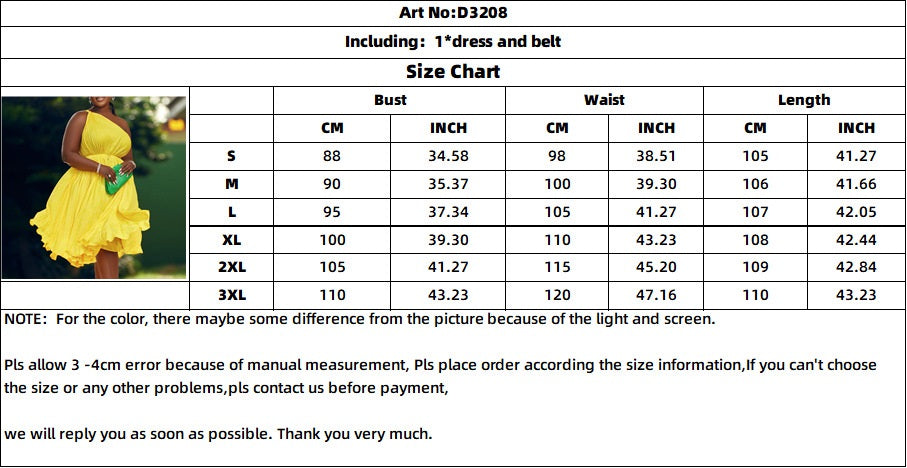 Plus Size African Women Summer Pleated Slash Shoulder Lace-Up Solid Dress 10