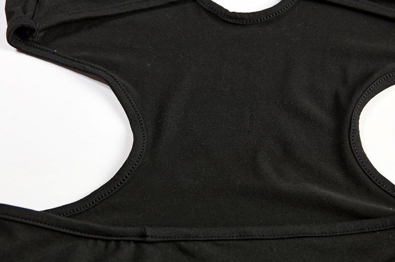 Women Solid Sexy Hollow Halter Neck Bodycon Dress 20