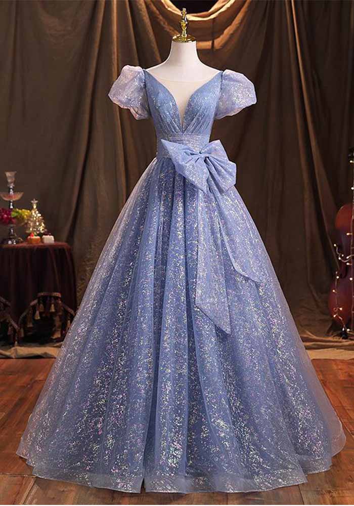 Women Formal Party Performance Blue Evening Dress（Processing time need 3-6 days）