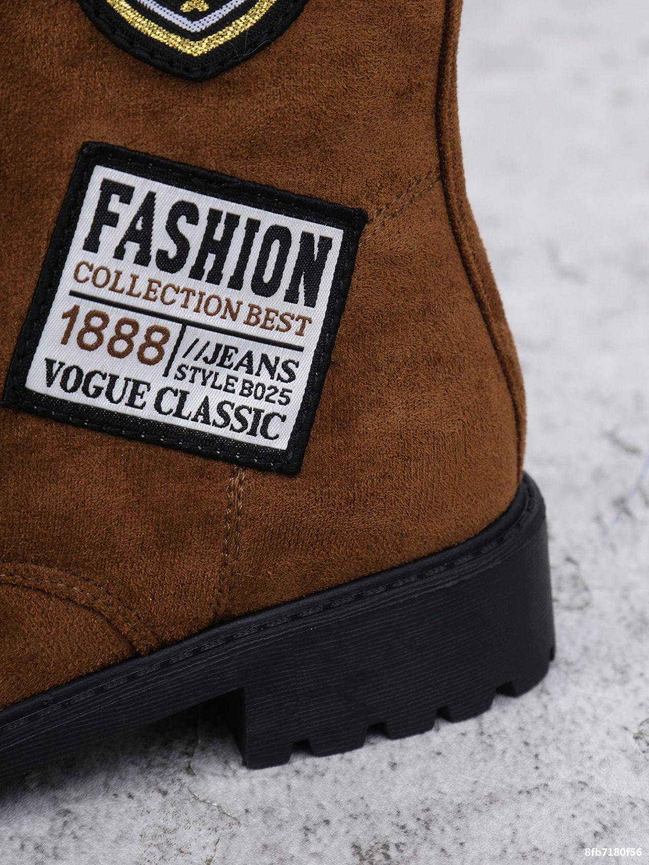 Winter Thick Sole Lace-Up Low Heel Decorated Martin Boots Women's Shoes 28