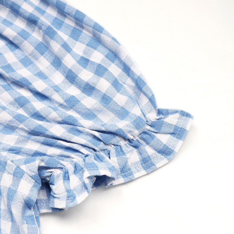 Women's Summer Bow Tie Plaid Casual Top 10