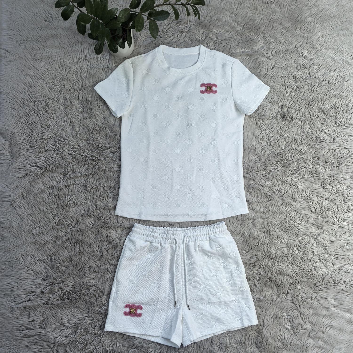 Fashion Casual Women's Jacquard Short Sleeve Shorts Set 8