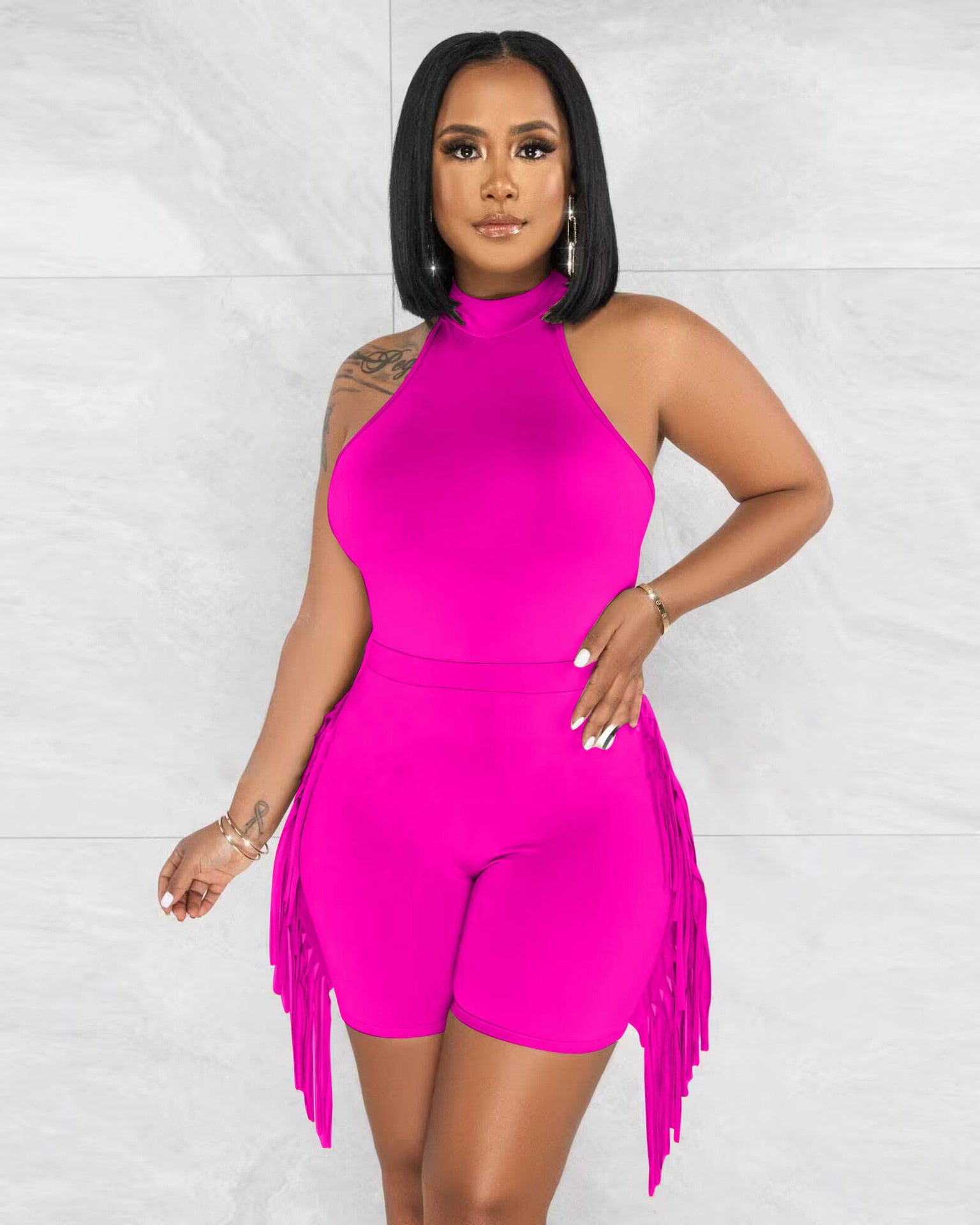 Women's fashion sports ofringed shorts two-piece set 11