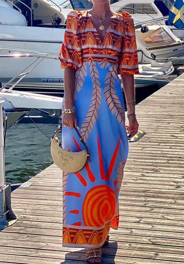 Women Sexy Printed Bohemian Dress