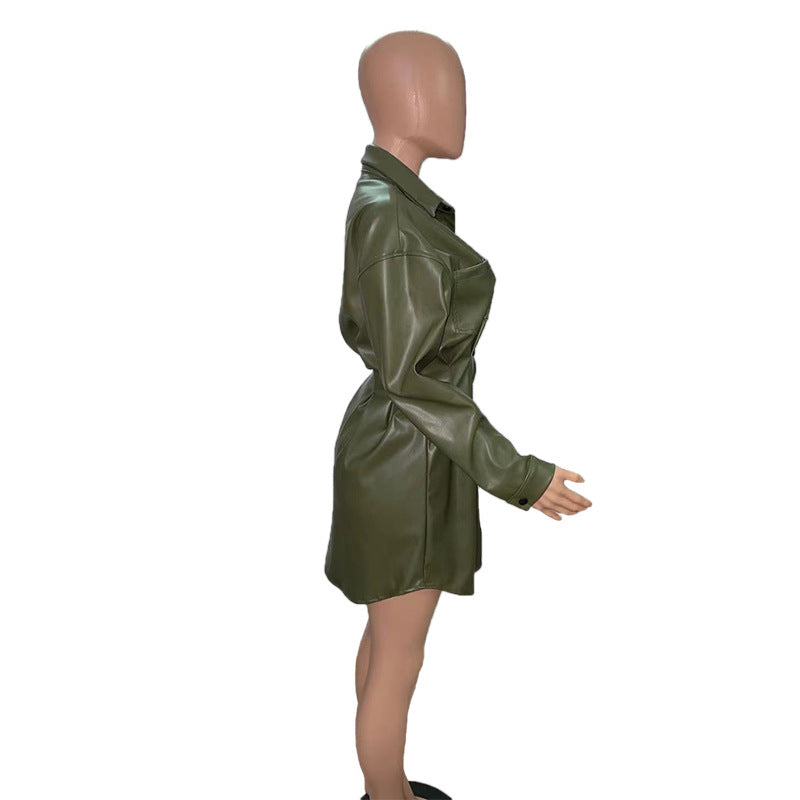 Women Fall/Winter Jacket Pleated Waist Dress 12