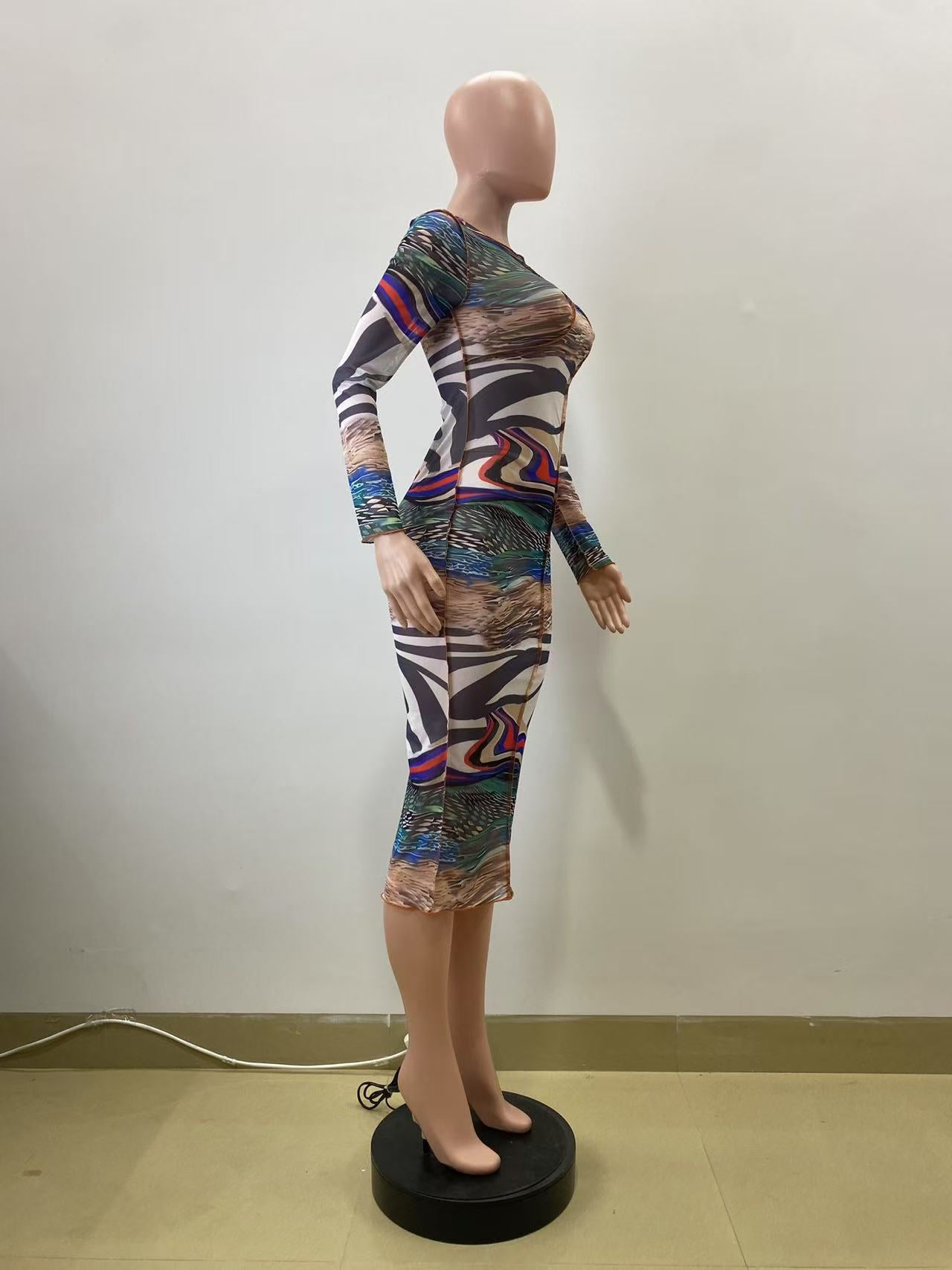 Spring fashion sexy print slim bodycon dress 8