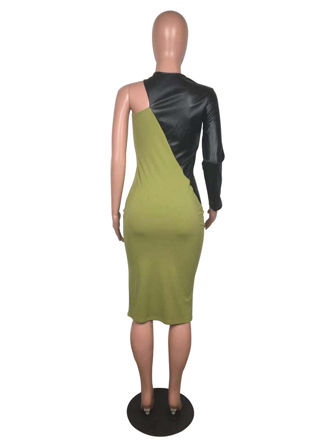 Women Sexy Pu Leather Patchwork Long Sleeve Dress 28