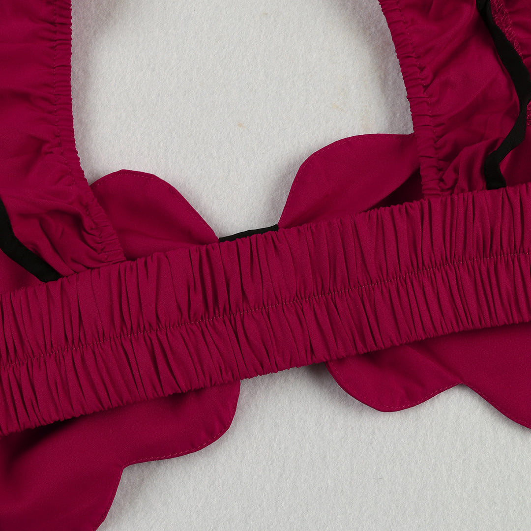 Women summer Holidays Solid sexy suspender Top and Casual Wide Leg Pants Two-Piece Set 8