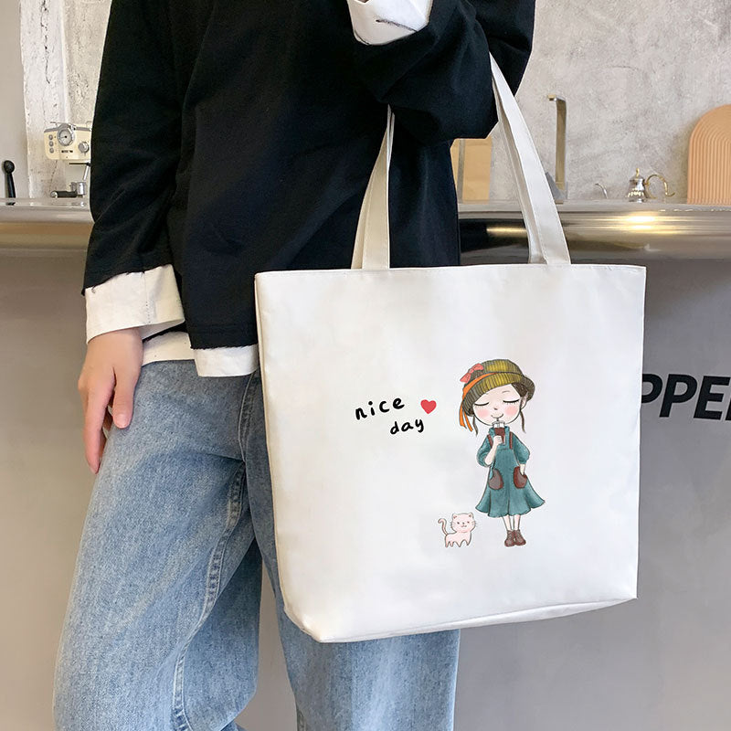 Women Canvas Bag Single Shoulder Handbag Tote Bag 8