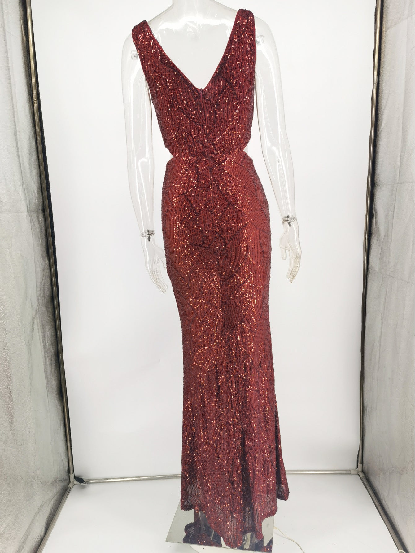 Sexy Retro Green Sequin Dress Women's Long Dress Evening Gown 15