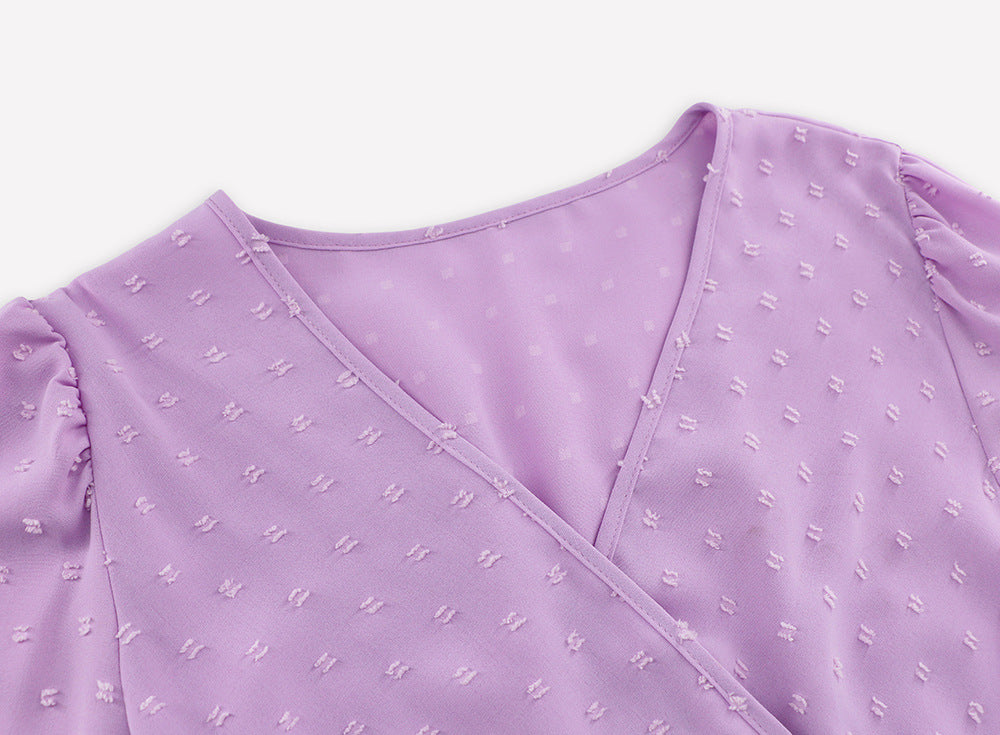 Women v-neck long sleeve jacquard dress 15