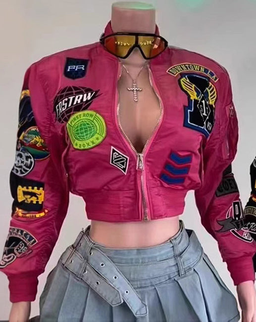 Trendy Autumn And Winter Long Sleeve Embroidery Decorative Women's Baseball Jacket 3