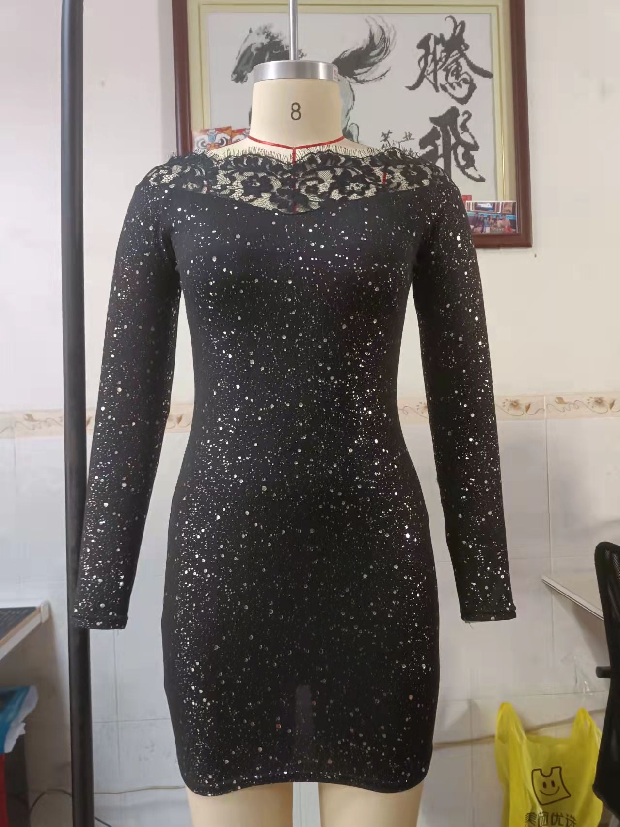 Women Shiny Off Shoulder Bodycon Dress 29