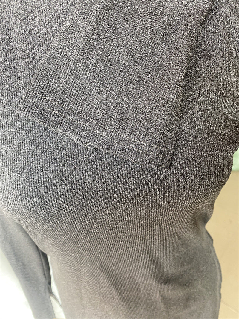 Women Style Knitting Long Sleeve Top And Pants Two-piece Set 12