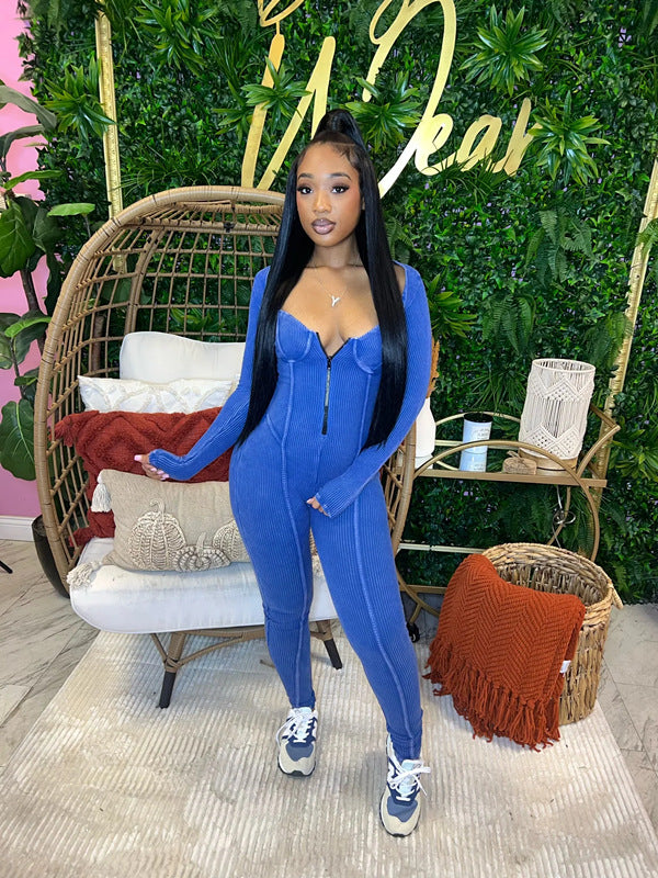 Women Sexy Ribbed Stretch Jumpsuit 3