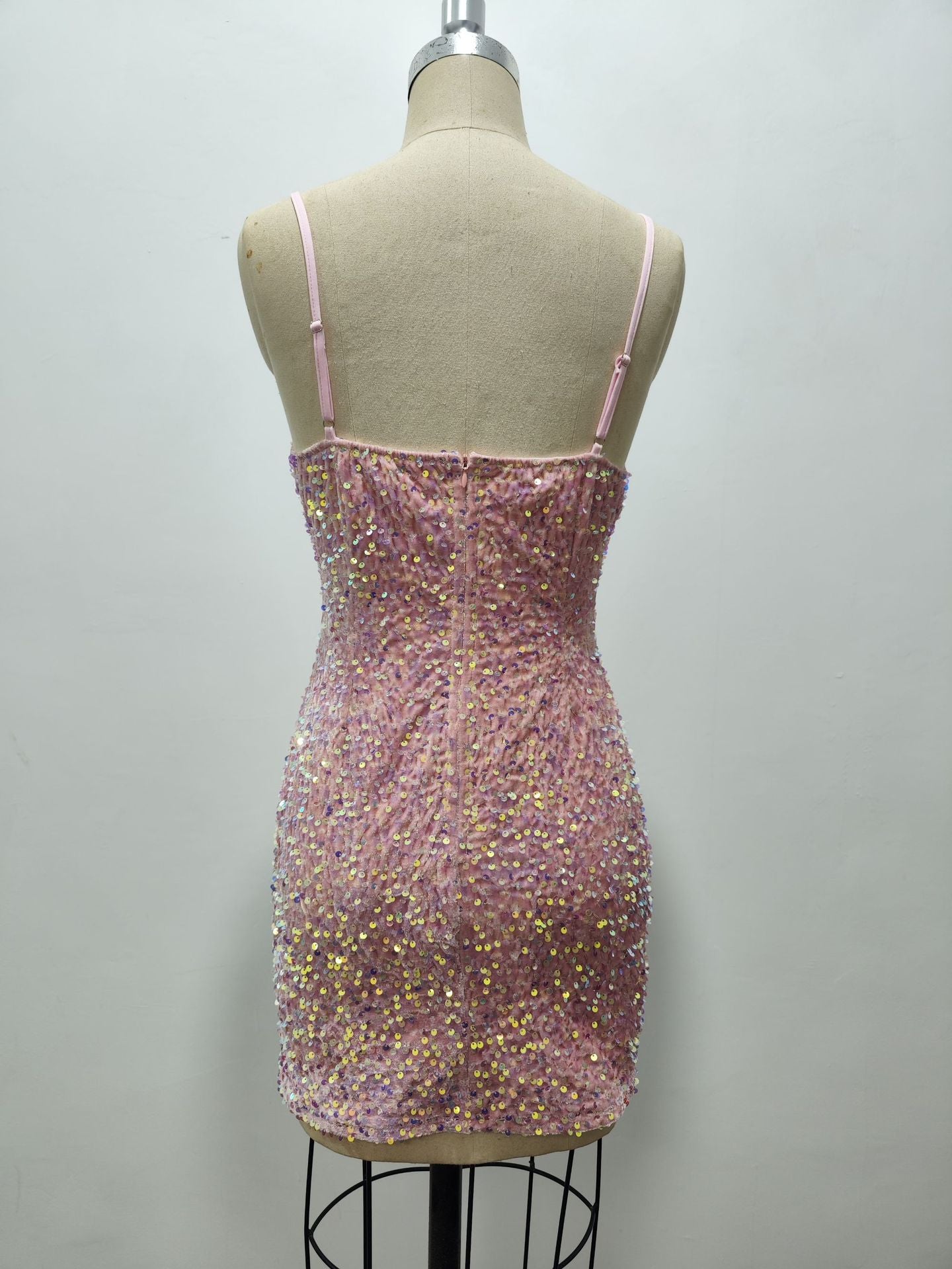 Women 's Sparkling Sequin Tight Fitting Strap Party Dress 9