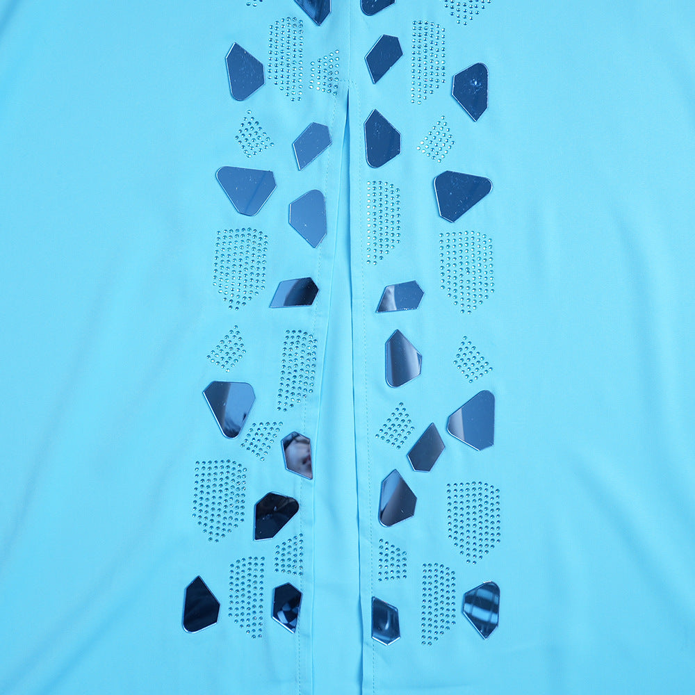 Beaded Long Dress African Women Plus Size Loose Robe 22