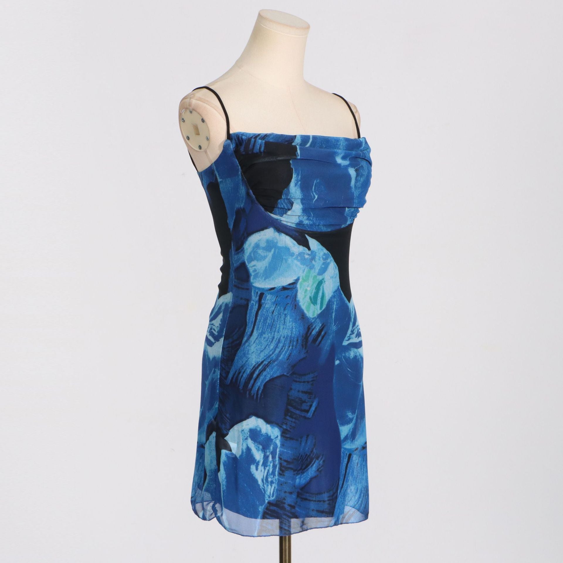 Women summer mesh print bodycon strap dress 6
