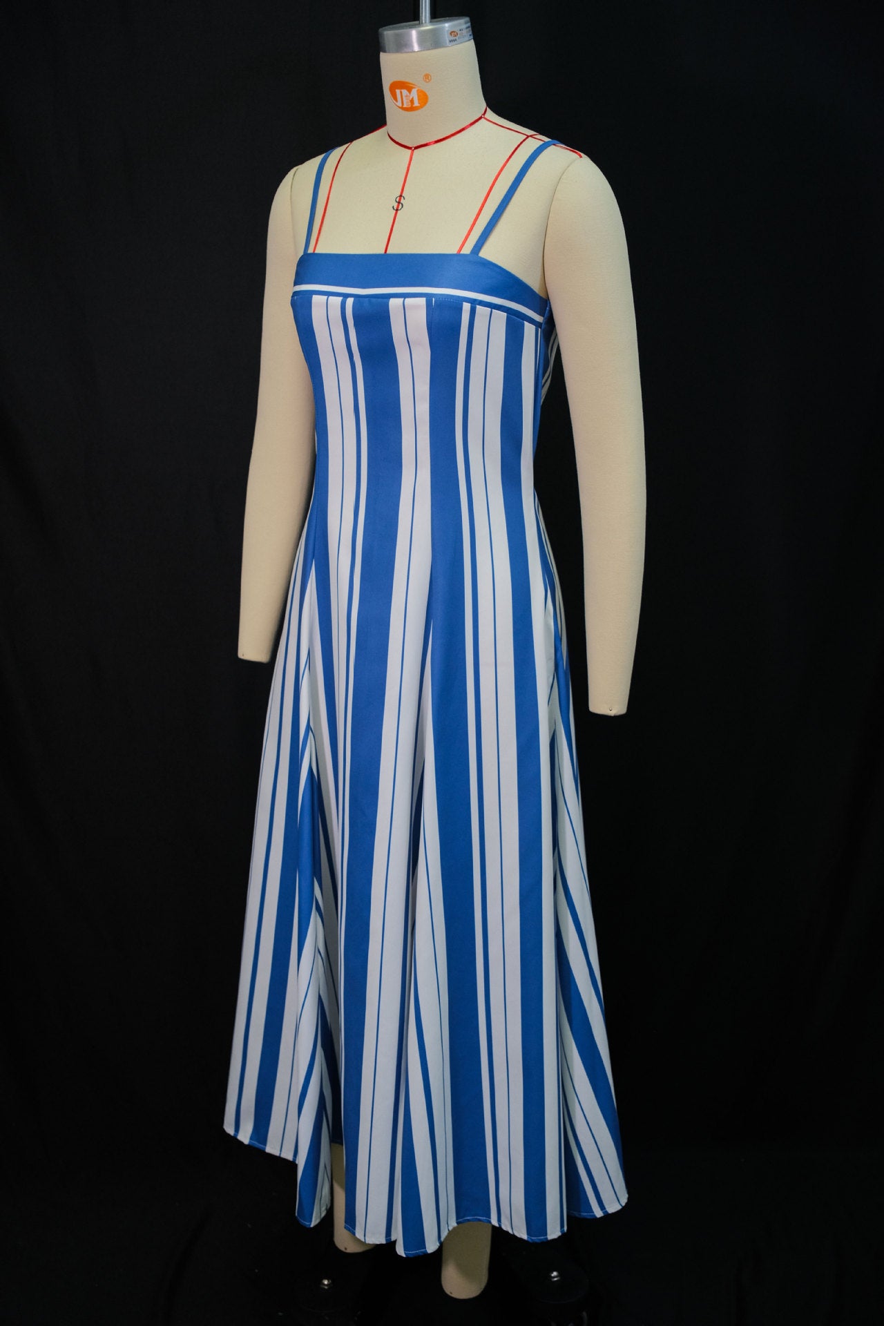 Women's Autumn Fashion Elegant Strap Striped Flared Dress 8