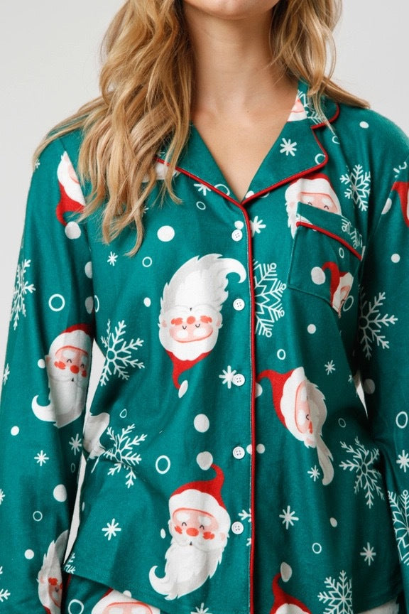 Christmas Women Printed Casual Long-Sleeve Top and Pajama Two-Piece Set 21