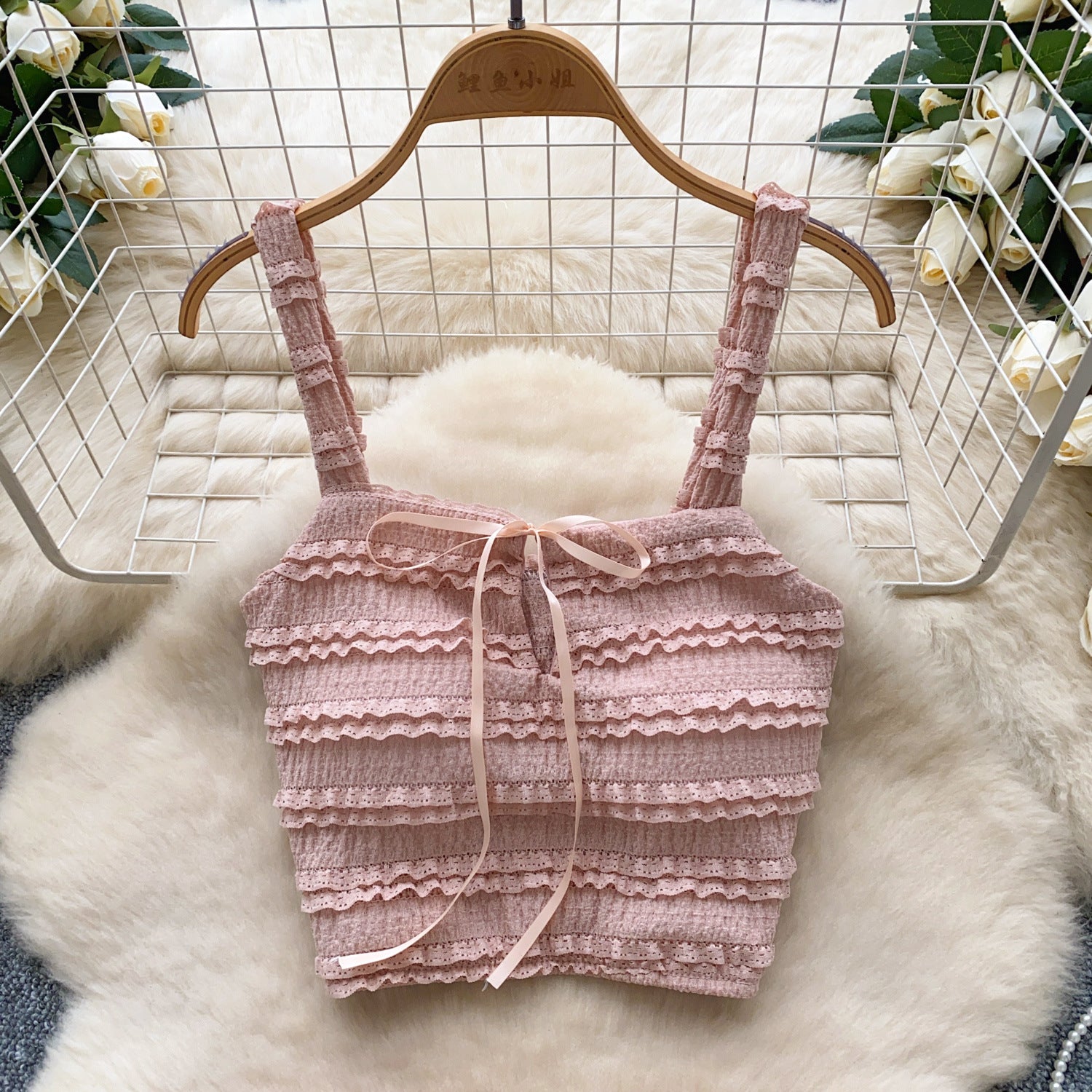 Summer Chic Women's Square Neck Camisole Vest High Waist Pleated Ruffle Skirt Two Piece Set 10