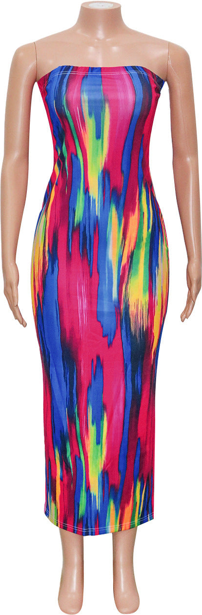 Summer Fashion Chic Elegant Floral Print Sleeveless Long Dress 11