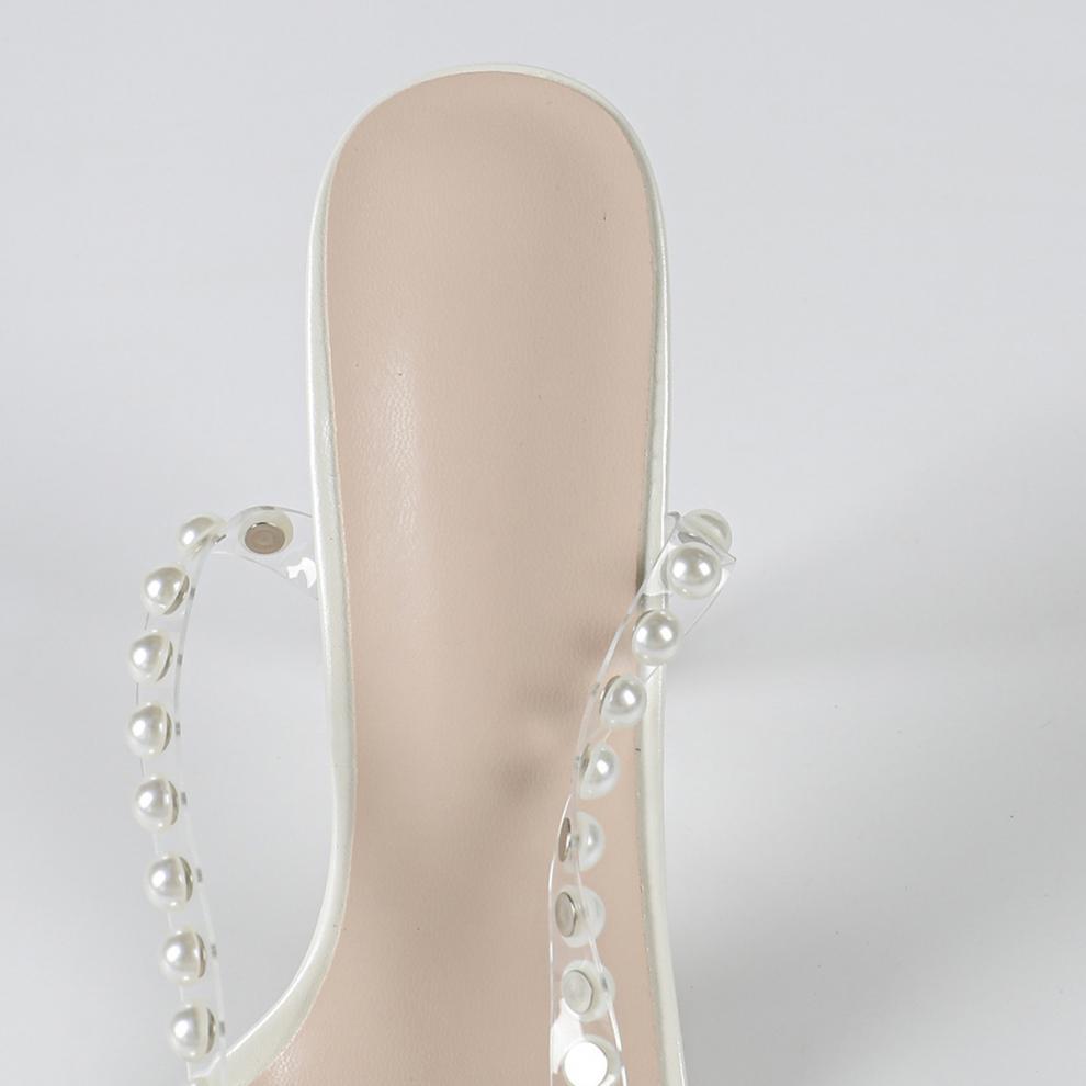 Women Summer Pearl Pointed High-Heeled Sandals 9