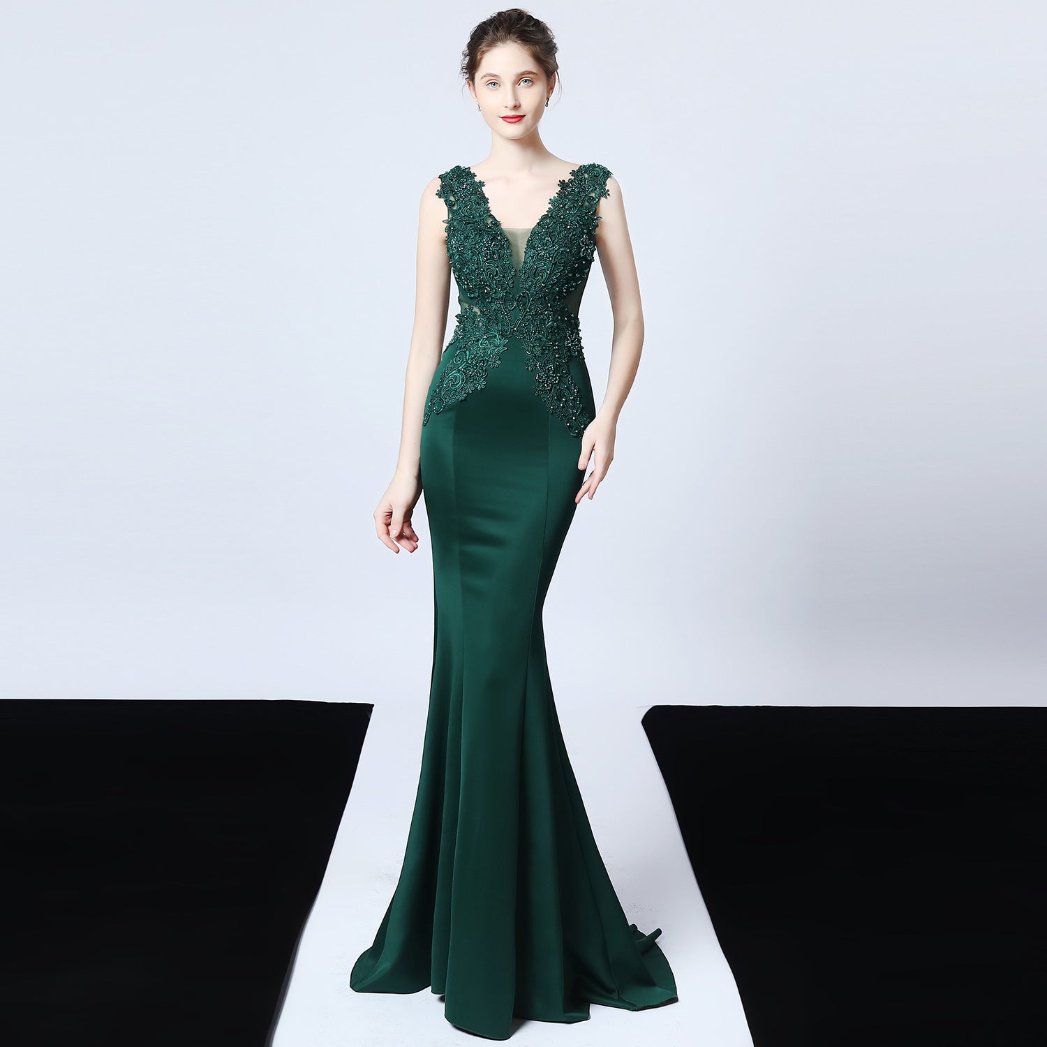 Women Beaded Fishtail Evening Dress 9