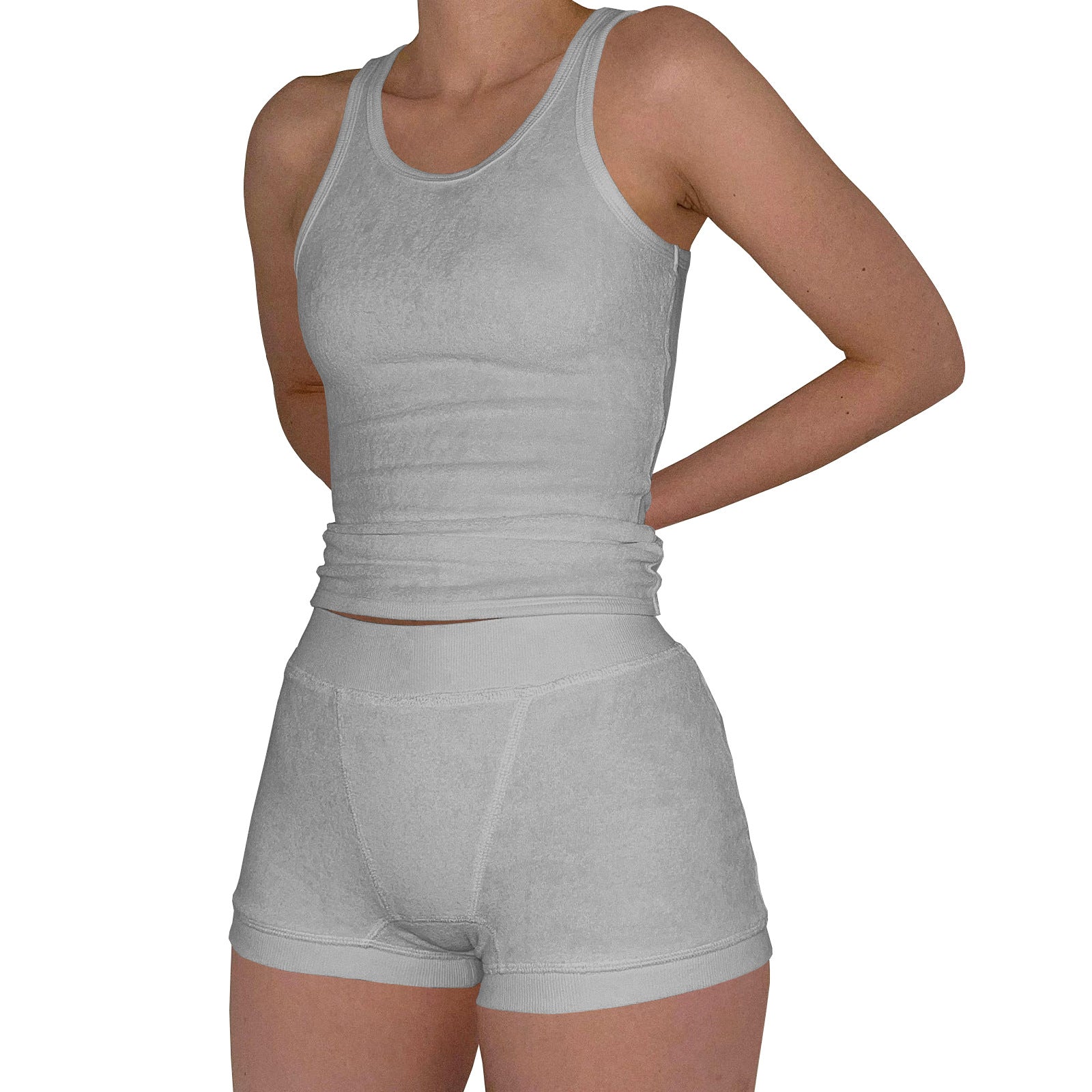 Women's Cozy Casual Cotton Ribbed Solid Two-Piece Set 10