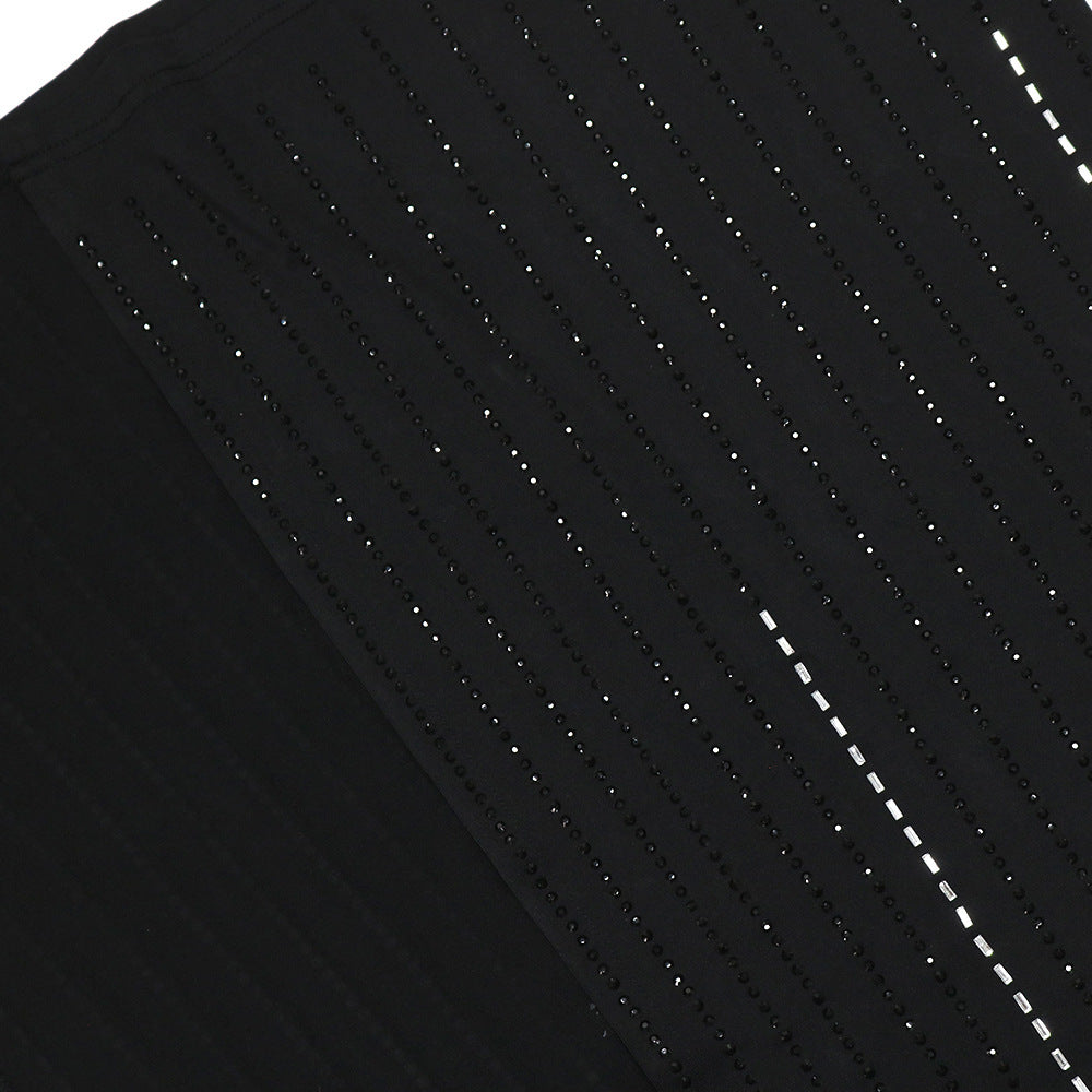 Women Sexy Slash Shoulder Beaded Slit Dress 19