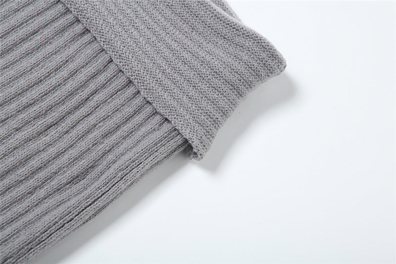 Women Off Shoulder Long Sleeve Loose Solid Knitting Sweater 31