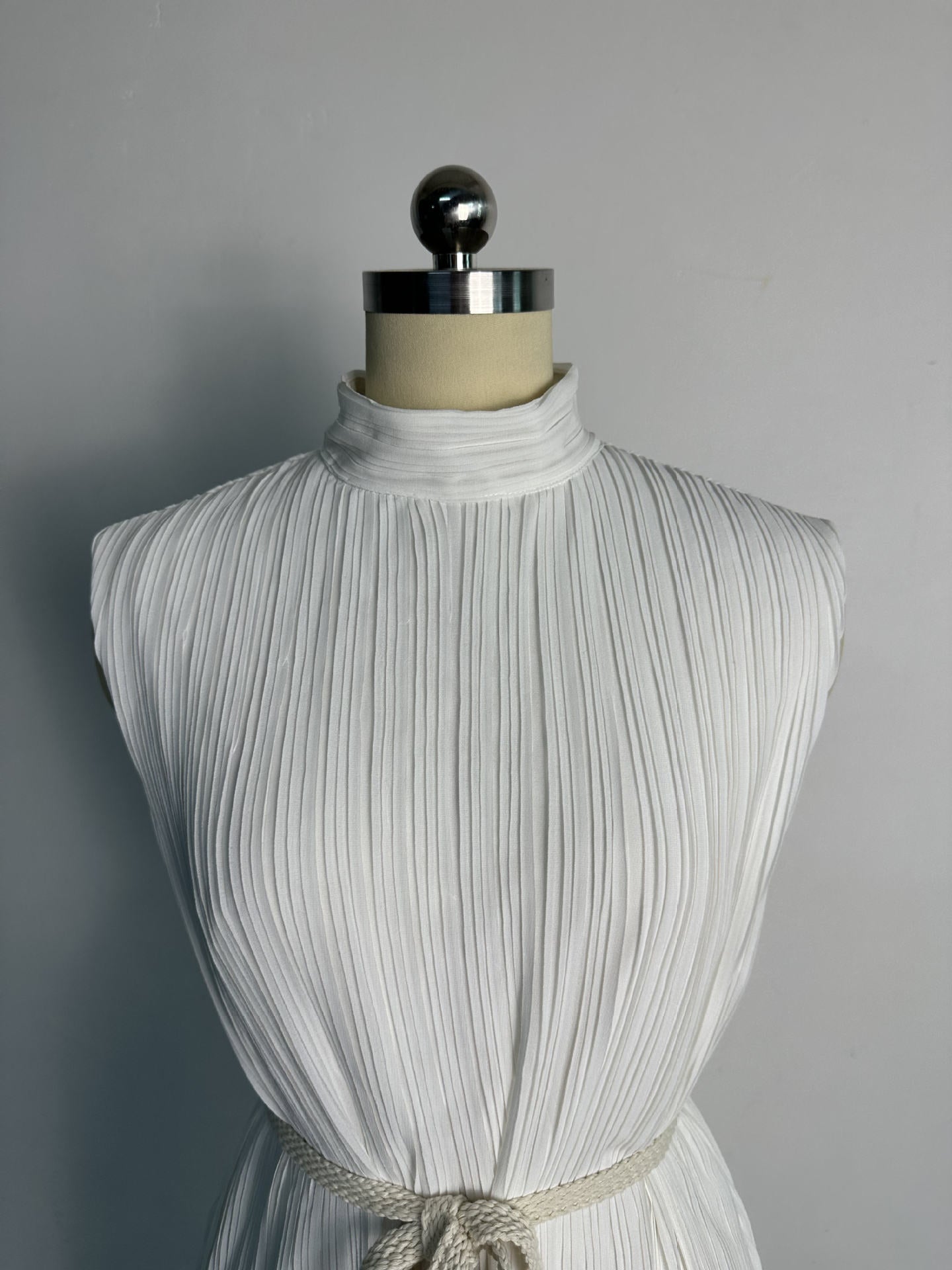 Women's Fashionable Simple Half Turtleneck Slim Waist Slim Fit Belt Maxi Dress 6