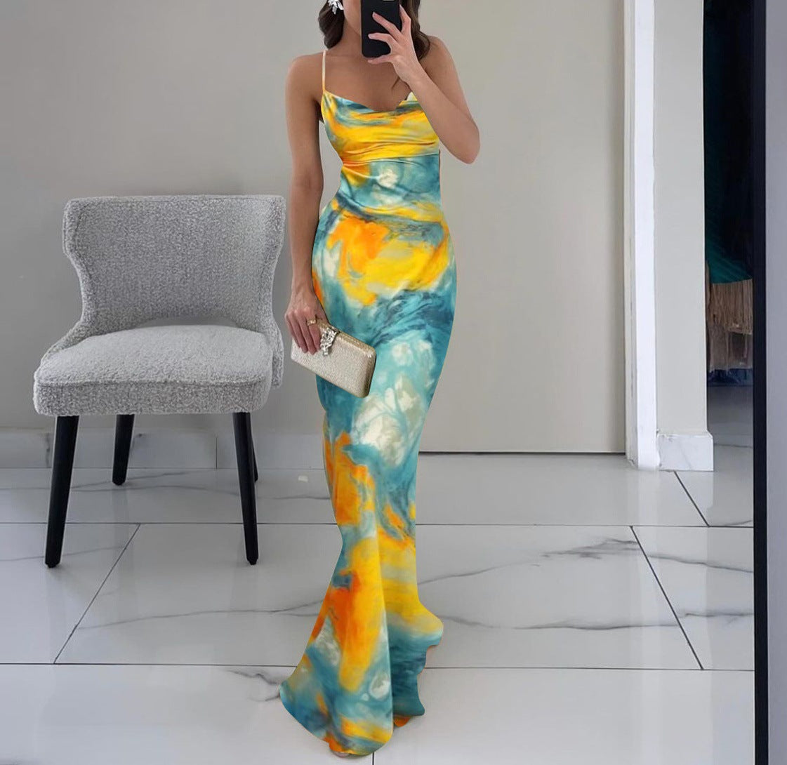 Women's Summer fashion Chic Printed sexy slim dress 3