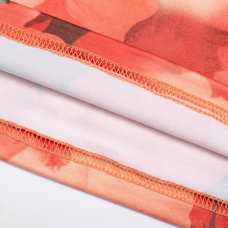 Women Fall/Winter Round Neck Floral Print Long-Sleeved Top and Pants Two-Piece Set 17