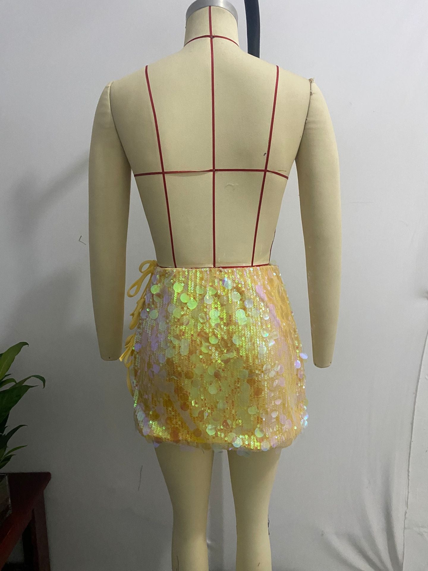 Shiny sequins Patchwork Bodycon sexy short skirt 17