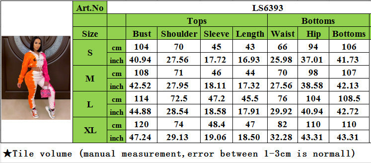 Women's Slim Fit Contrast Print Two-Piece Pants Set 8