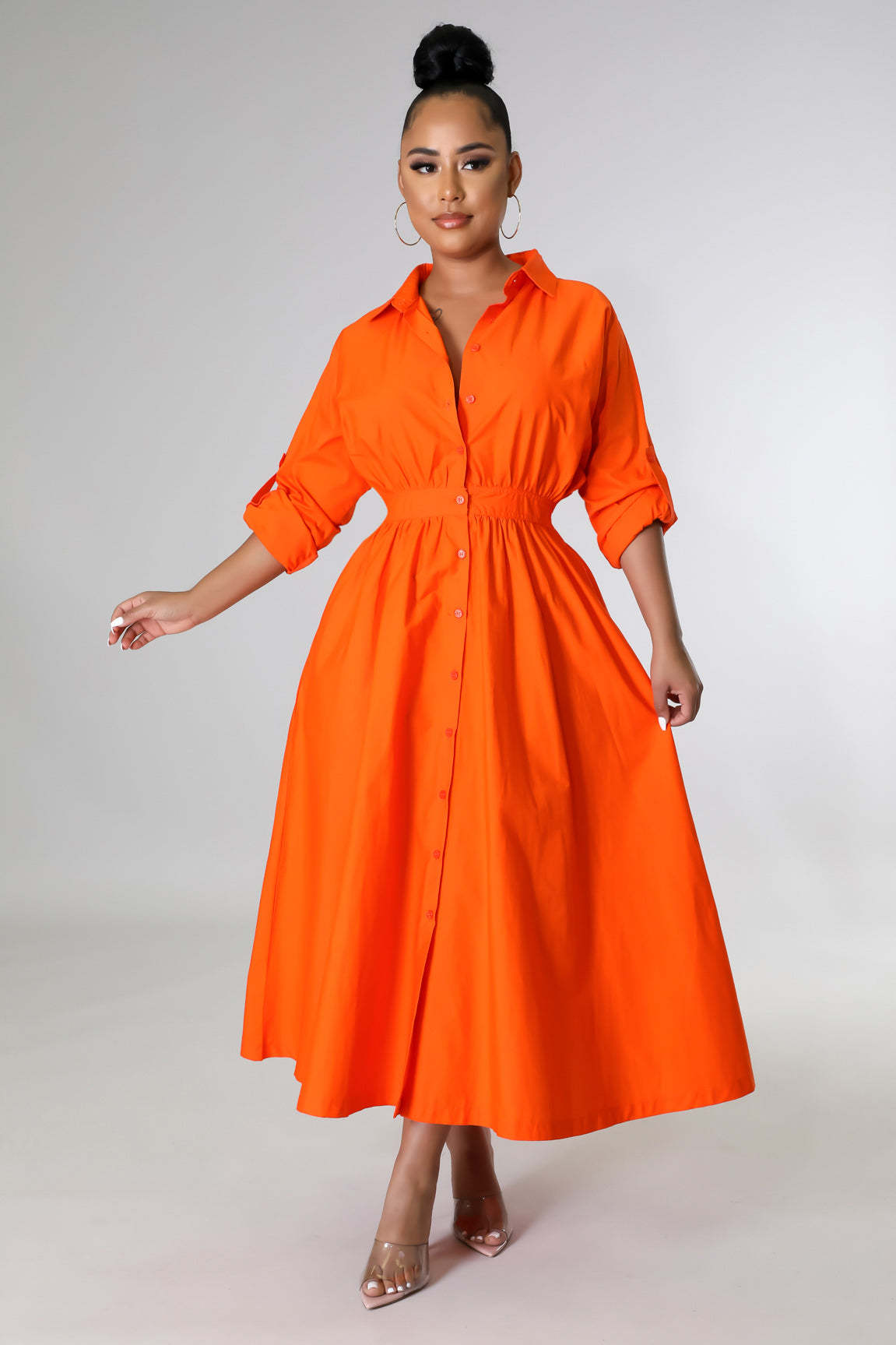 Women'S Dress Fashion Shirt Dress Tunic Loose Long Sleeve Long Dress 11