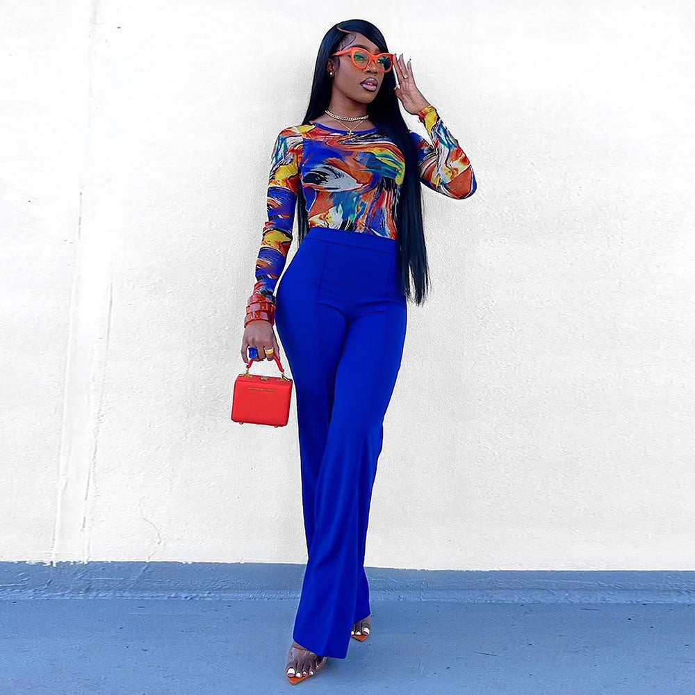 Women Fitted High Waist Style Bell Bottom Pants 5