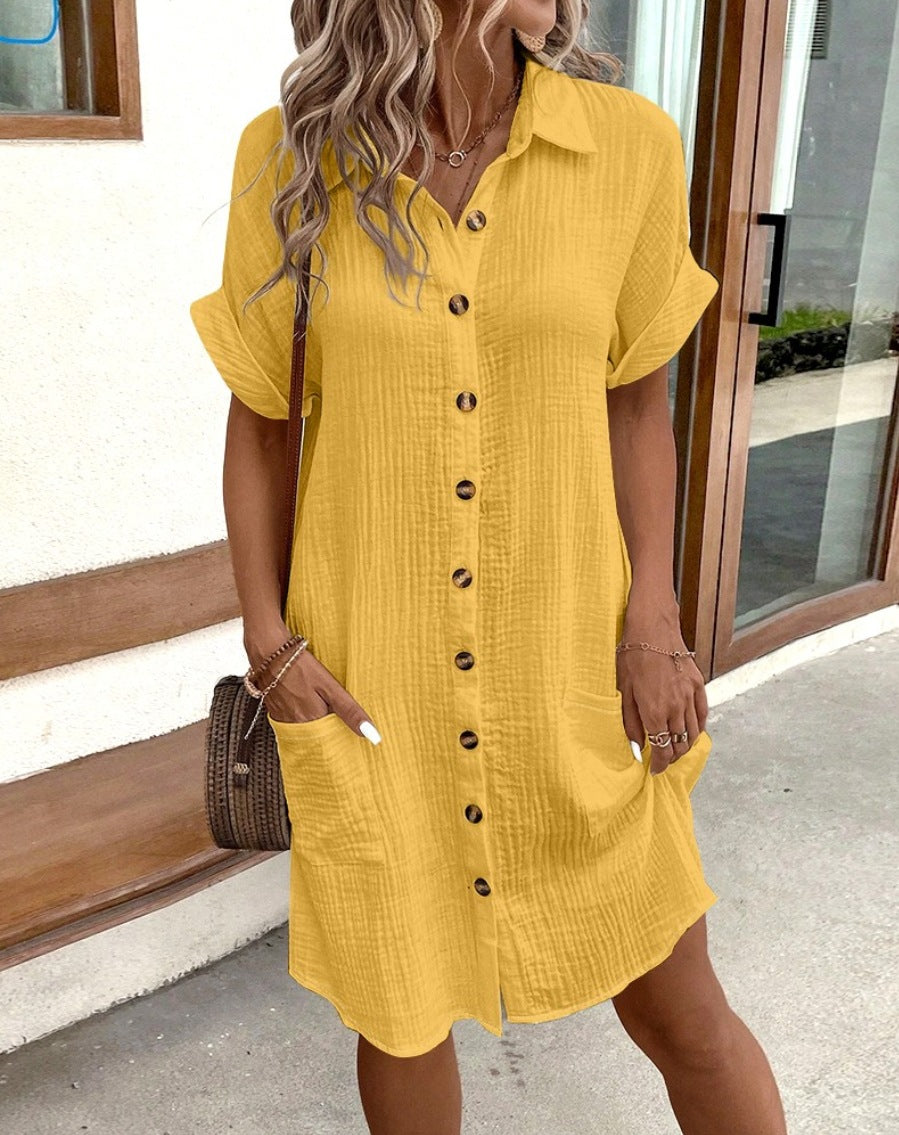 Summer V-Neck Button Dress 6